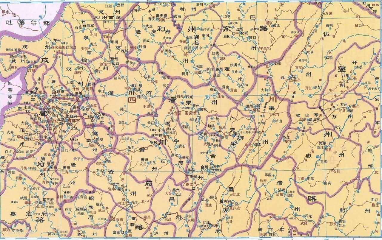 南宋 成都府附近地图插图 南宋时期 成都府附近 历史地图全图高清版
