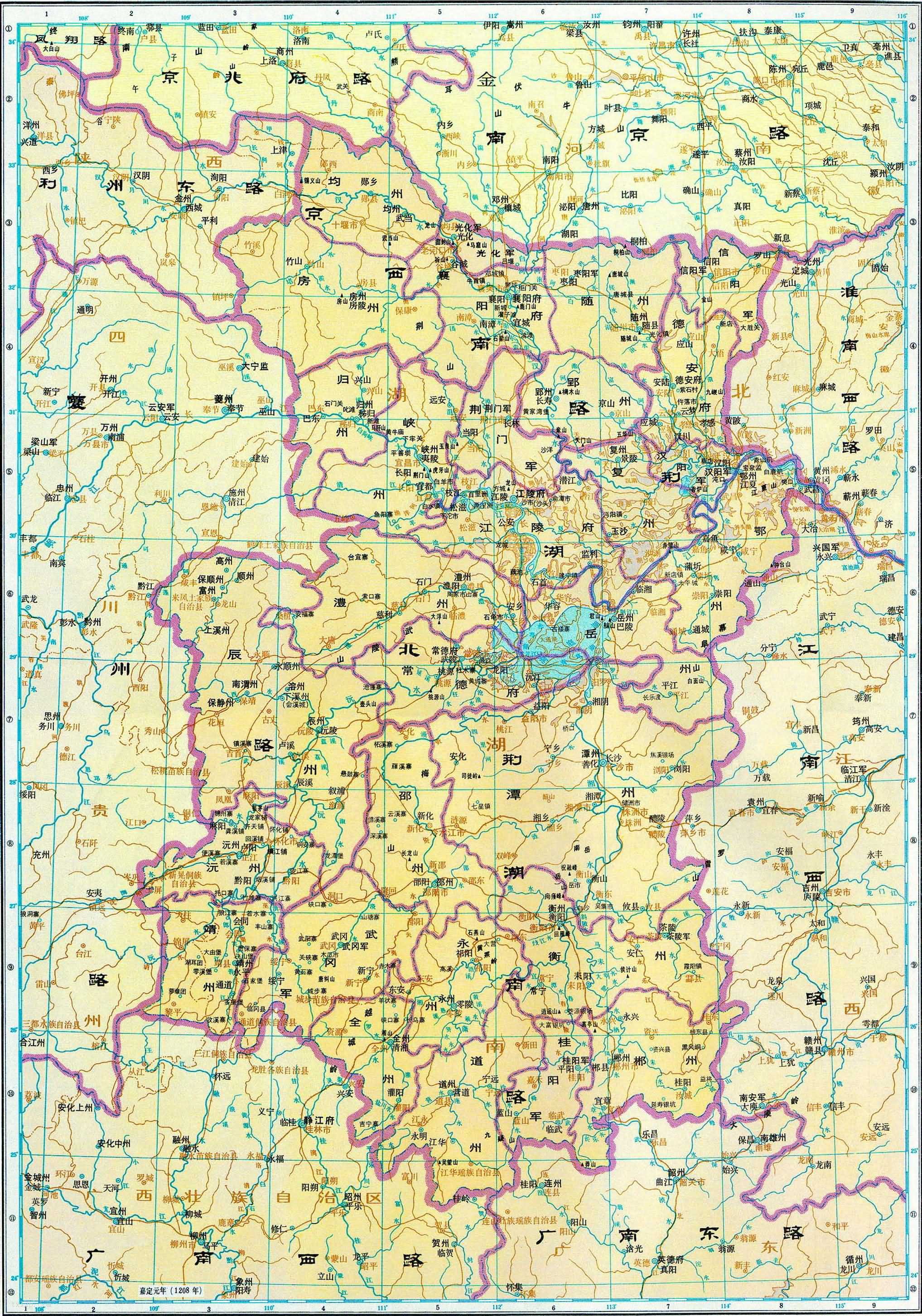 南宋 荆湖南路 荆湖北路 京西南路地图插图 南宋时期 荆湖南路 荆湖北路 京西南路历史地图全图高清版