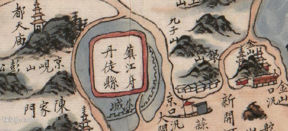 1864年长江水师瓜州镇标中营江汛全图预览图1