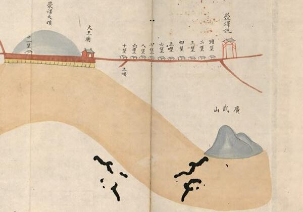 1876年南岸三厅光绪二年分河道起止里数做过工程段落丈尺总河图