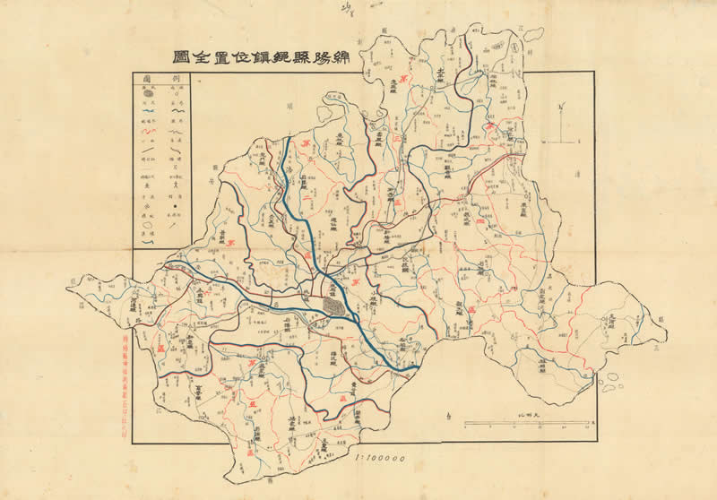 1936年《绵阳县乡镇位置全图》预览图 1936年《绵阳县乡镇位置全图》预览图