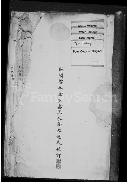 4562.泰顺县司前区司前村王氏宗谱(别名：王氏宗谱).pdf电子版插图1