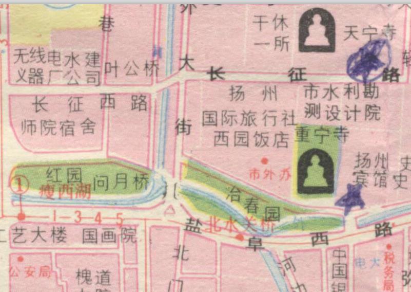 1992年《扬州市交通旅游图》插图3 1992年《扬州市交通旅游图》插图3