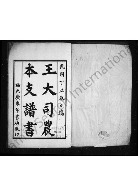 山东王氏-王大司农本支谱书 [2卷](别名：王氏大司农本支谱书).pdf电子版插图1