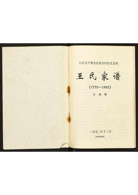 山西王氏-山西省平鲁县武家沟村村史及其王氏家谱.pdf电子版插图2