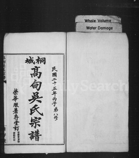 安徽吴氏族谱-桐城高甸吴氏荣华宗谱 [91卷].pdf电子版插图1