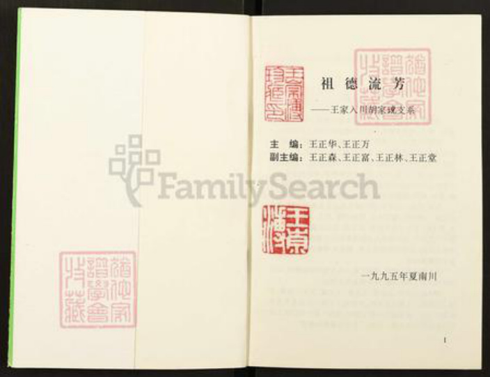 重庆市南川区南平镇王氏族谱-王家入川胡家(土党)支系祖德流芳.pdf电子版插图1