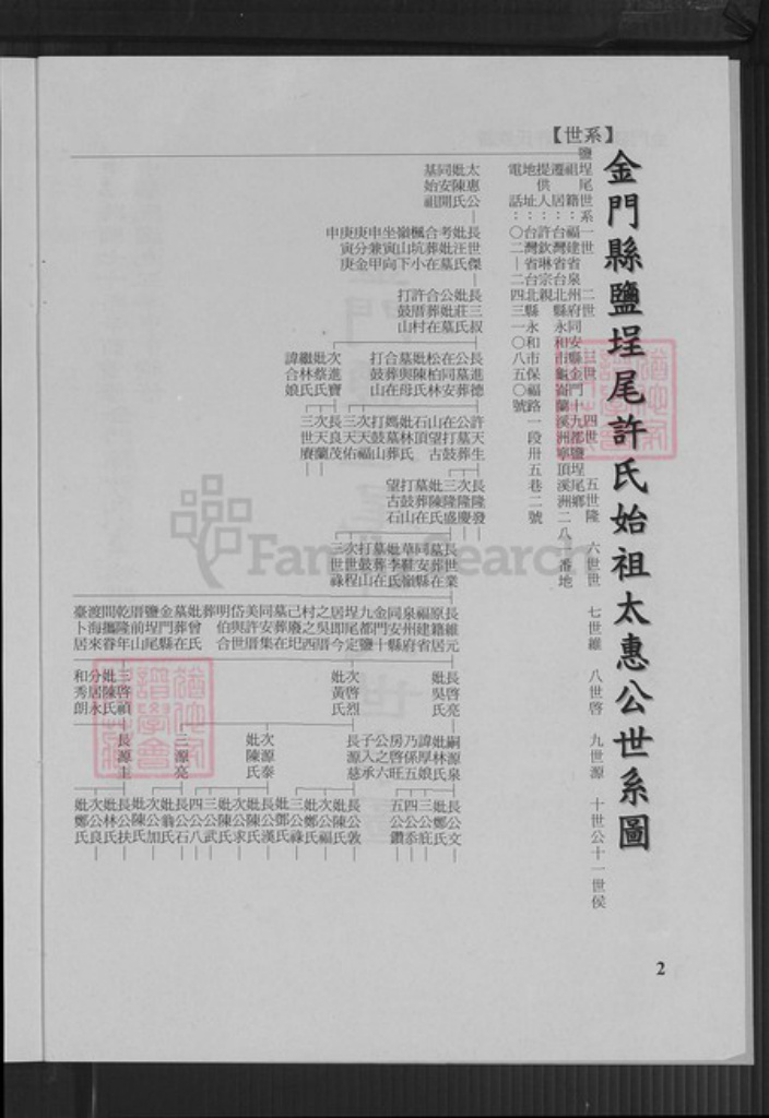 福建省泉州市金门县金城许氏族谱-金门盐埕尾许氏世系图.pdf电子版插图2