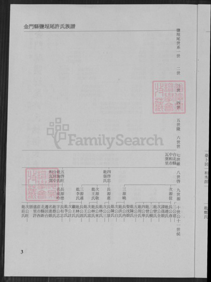 福建省泉州市金门县金城许氏族谱-金门盐埕尾许氏世系图.pdf电子版插图3