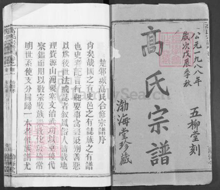 湖北省武汉市新洲区高氏渤海堂族谱-高氏宗谱.pdf电子版插图1