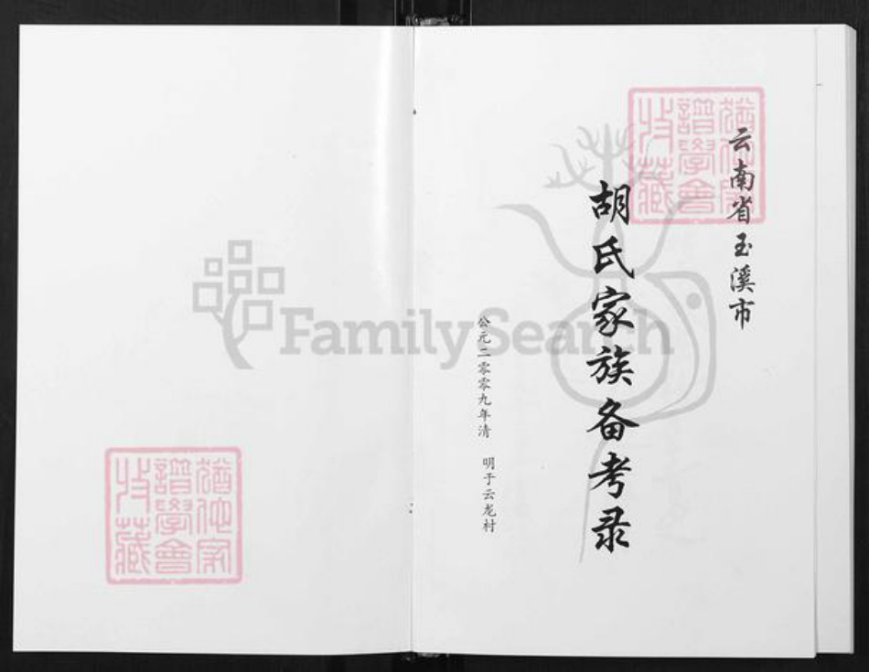 云南省玉溪市澄江市胡氏族谱-云南省玉溪市胡氏家族备考录.pdf电子版插图1