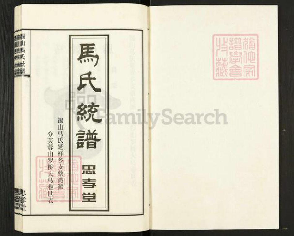 江苏省无锡市锡山区鹅湖镇马氏忠孝堂族谱-锡山马氏统谱.pdf电子版插图1