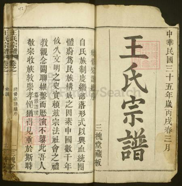 湖北省黄冈市麻城市王氏三槐堂族谱-王氏宗谱.pdf电子版插图1