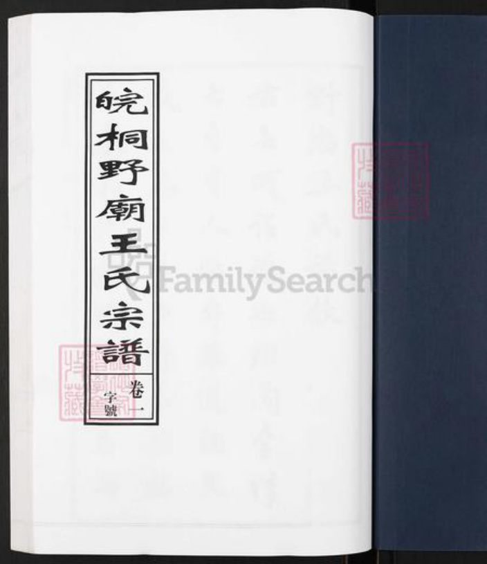 安徽省铜陵市枞阳县会宫镇王氏族谱-皖桐野庙王氏宗谱.pdf电子版插图1