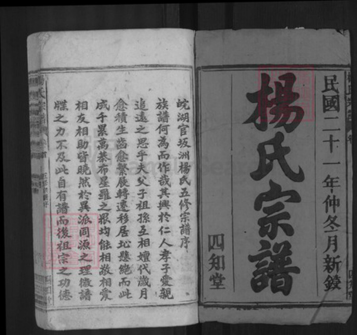 安徽省安庆市太湖县城西乡杨氏四知堂族谱-杨氏宗谱.pdf电子版插图1