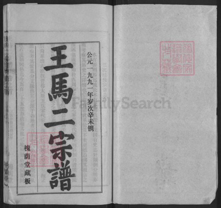 湖北省黄冈市王氏槐荫堂族谱-王马二宗谱.pdf电子版插图1