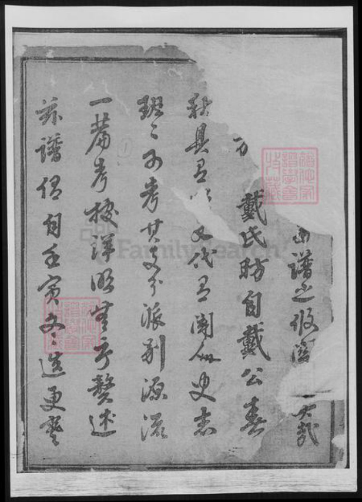 安徽省亳州市戴氏族谱-戴氏族谱.pdf电子版插图1