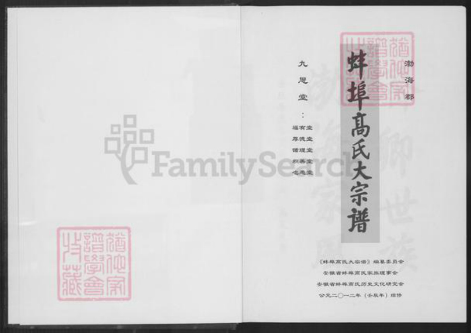 安徽省蚌端口市淮上区高氏九思堂族谱-蚌端口高氏大宗谱.pdf电子版插图1