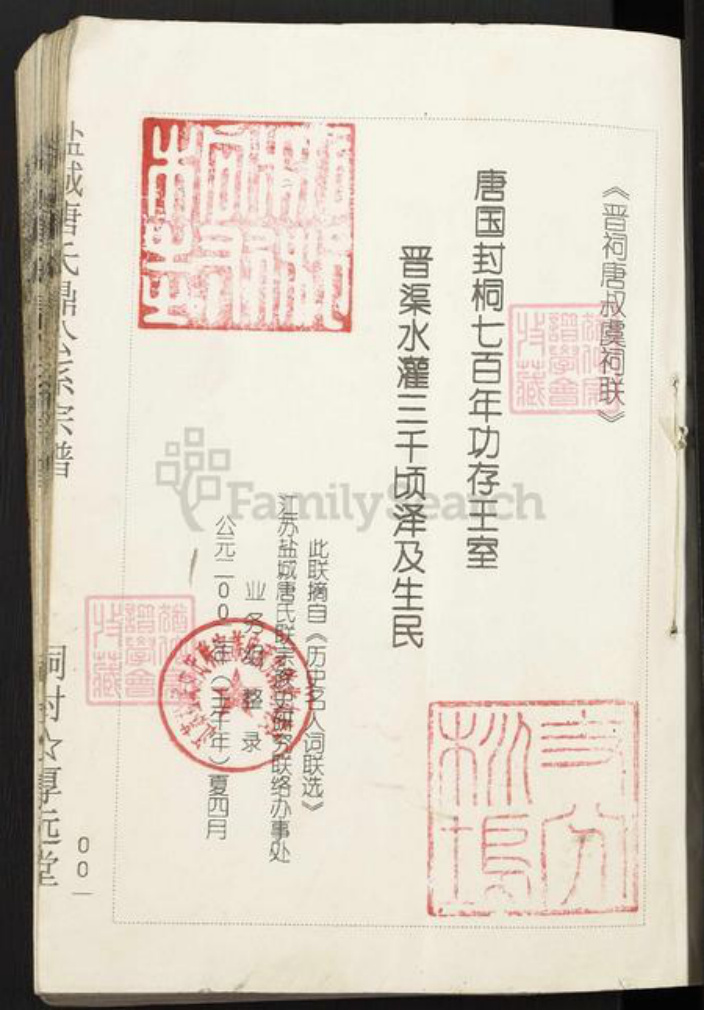 江苏省盐城市亭湖区唐氏厚远堂族谱-盐城唐氏鼎公系宗谱.pdf电子版插图1