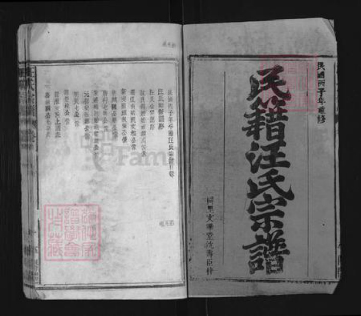 湖北省黄冈市黄梅县新开镇汪氏文华堂族谱-汪氏宗谱.pdf电子版插图1