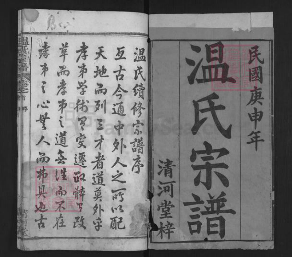 湖北省武汉市新洲区温氏清河堂族谱-温氏宗谱.pdf电子版插图1