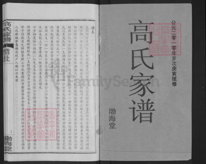 湖北省黄冈市高氏渤海堂族谱-高氏家谱.pdf电子版插图1 湖北省黄冈市高氏渤海堂族谱-高氏家谱.pdf电子版插图1