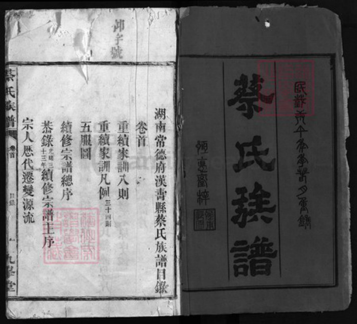 湖南省常德市汉寿县蔡氏九峰堂族谱-蔡氏族谱 [11卷,首1卷].pdf电子版插图1