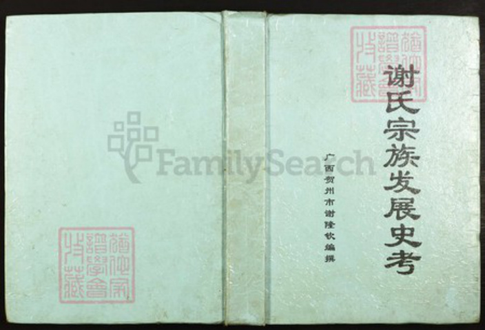 广西壮族自治区贺州谢；谢氏江左堂族谱-谢氏宗族发展史考.pdf电子版