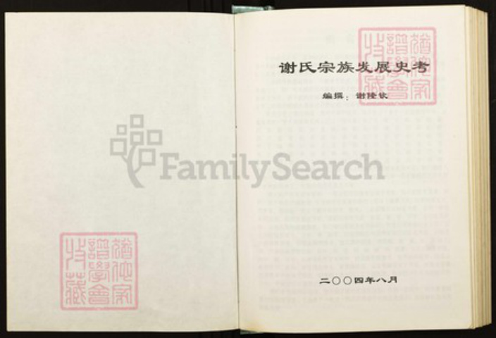 广西壮族自治区贺州谢；谢氏江左堂族谱-谢氏宗族发展史考.pdf电子版插图1