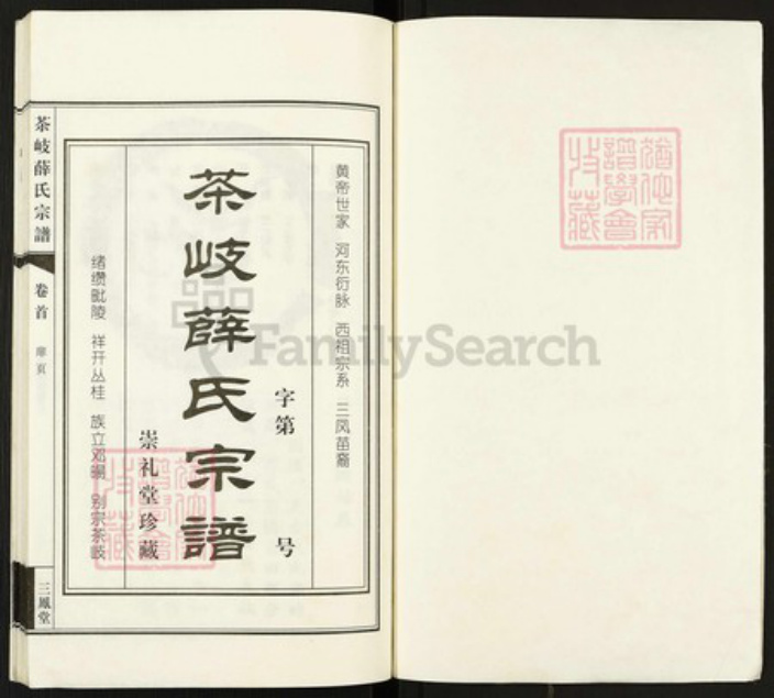 江苏省无锡市江阴市南闸街道薛氏三凤堂族谱-茶岐薛氏宗谱.pdf电子版插图1