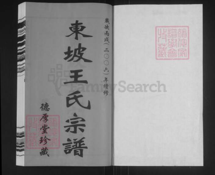 江苏省常州市溧阳市王氏德厚堂族谱-东坡王氏宗谱.pdf电子版插图1