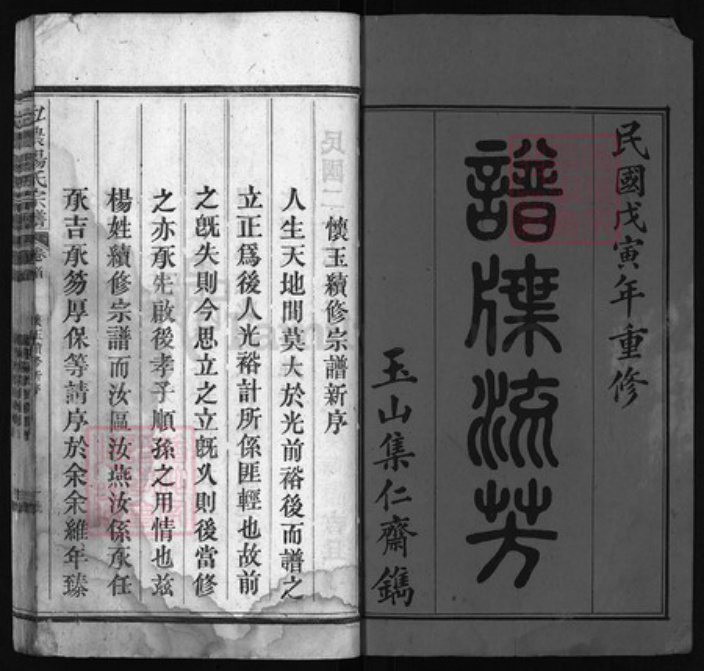 浙江省衢州开化县江西省上饶市玉山县杨氏族谱-弘农杨氏宗谱 [8卷含首1卷].pdf电子版插图1
