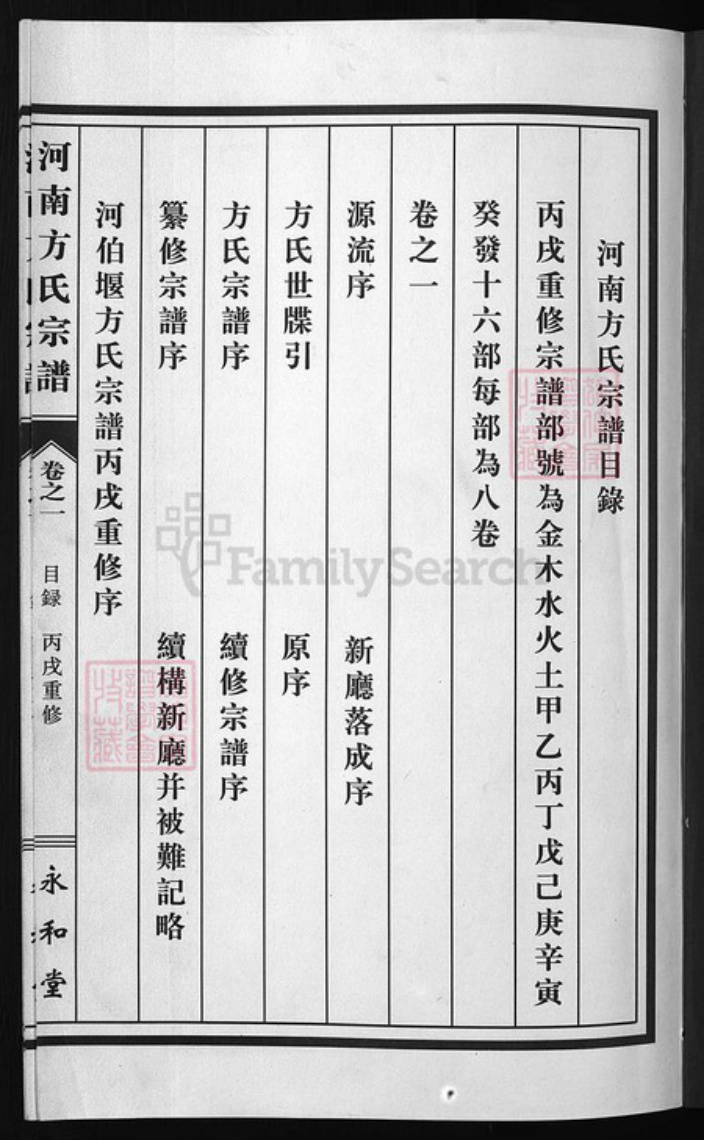 浙江省方氏族谱-河南方氏宗谱 [8卷].pdf电子版插图1