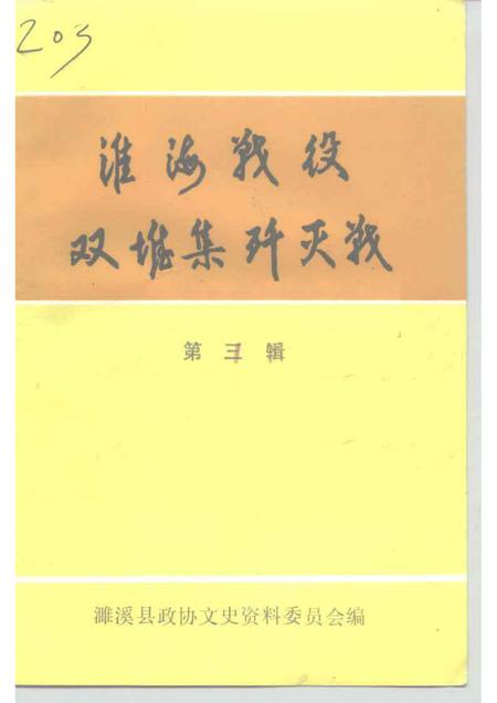 1992版濉溪文史资料  第3辑  淮海战役双堆集歼灭战史料选辑.pdf电子版_安徽省志