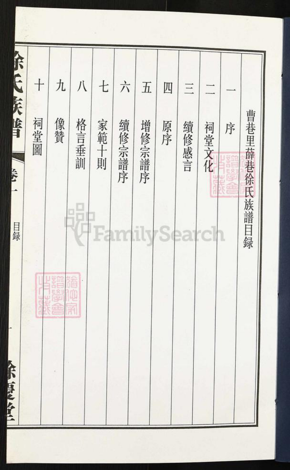 江苏省常州市武进县洛阳镇徐氏余庆堂族谱-曹巷里薛巷徐氏族谱.pdf电子版插图1