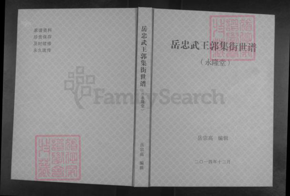 河南省驻马店市泌阳县郭集镇岳氏永隆堂族谱-岳忠武王郭集街世谱.pdf电子版