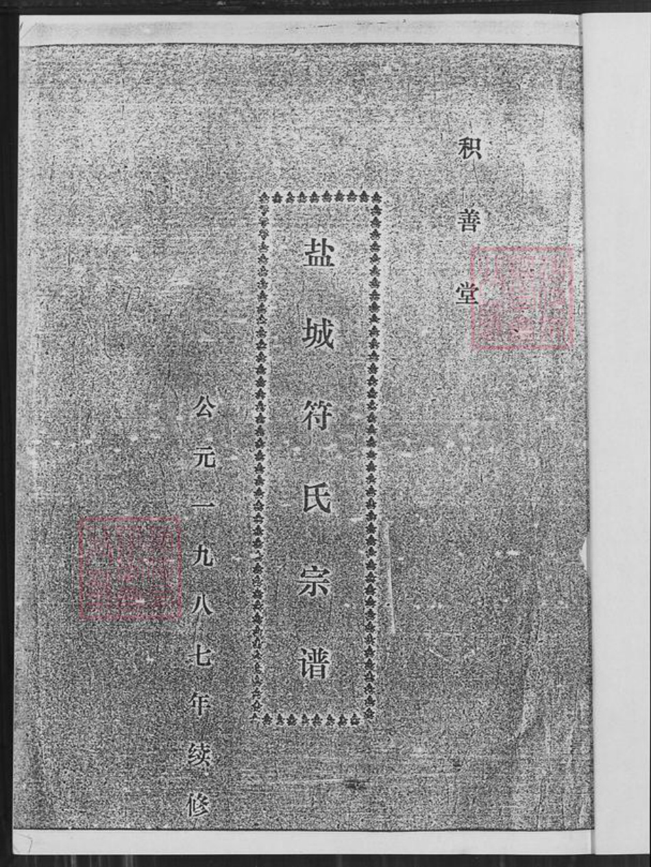 江苏省盐城市盐都区龙冈镇符氏积善堂族谱-盐城符氏宗谱.pdf电子版插图1