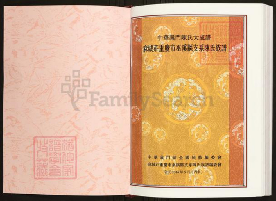 四川省陈氏族谱-中华义门陈氏大成谱麻城庄重庆市巫溪县支系陈氏族谱.pdf电子版插图1