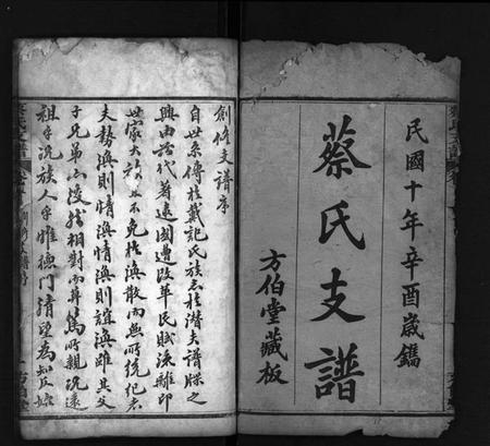 湖北蔡氏族谱-蔡氏支谱 [11卷,首3卷](别名：Cai Shi Zhi Pu、蔡氏支谱).pdf电子版插图1