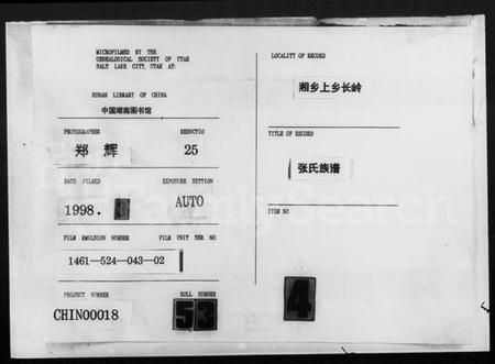 湖南张氏王氏族谱-上湘长岭张氏族谱 [14卷,首1卷].pdf电子版